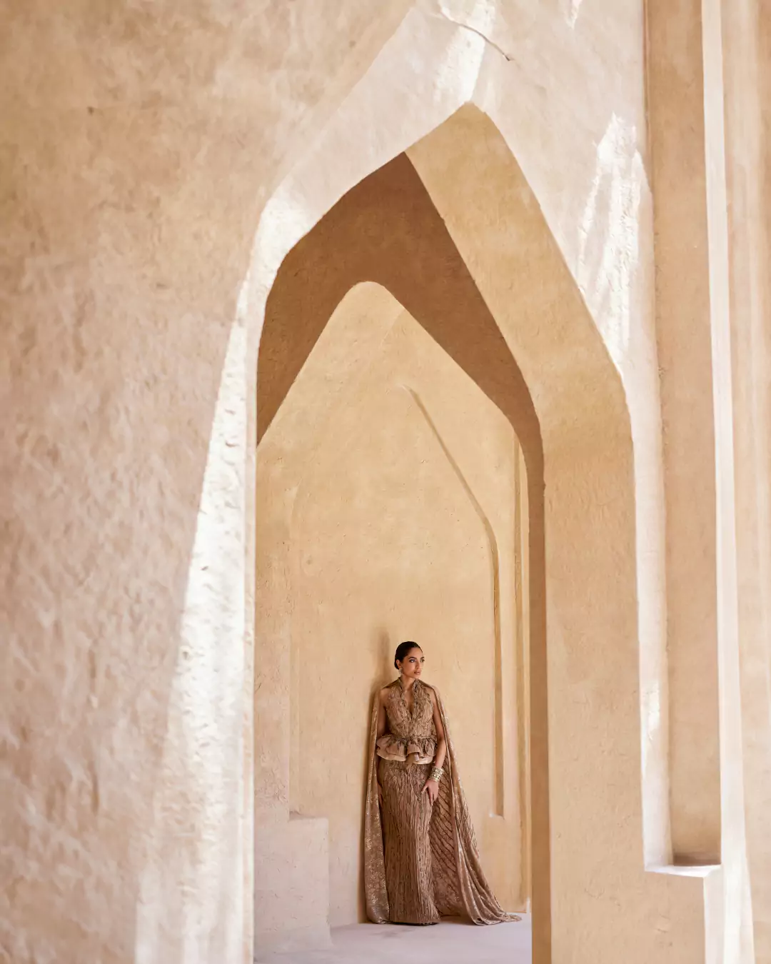 Sobhita Dhulipala posing for luxury fashion shoot in Abu Dhabi for Suffuse