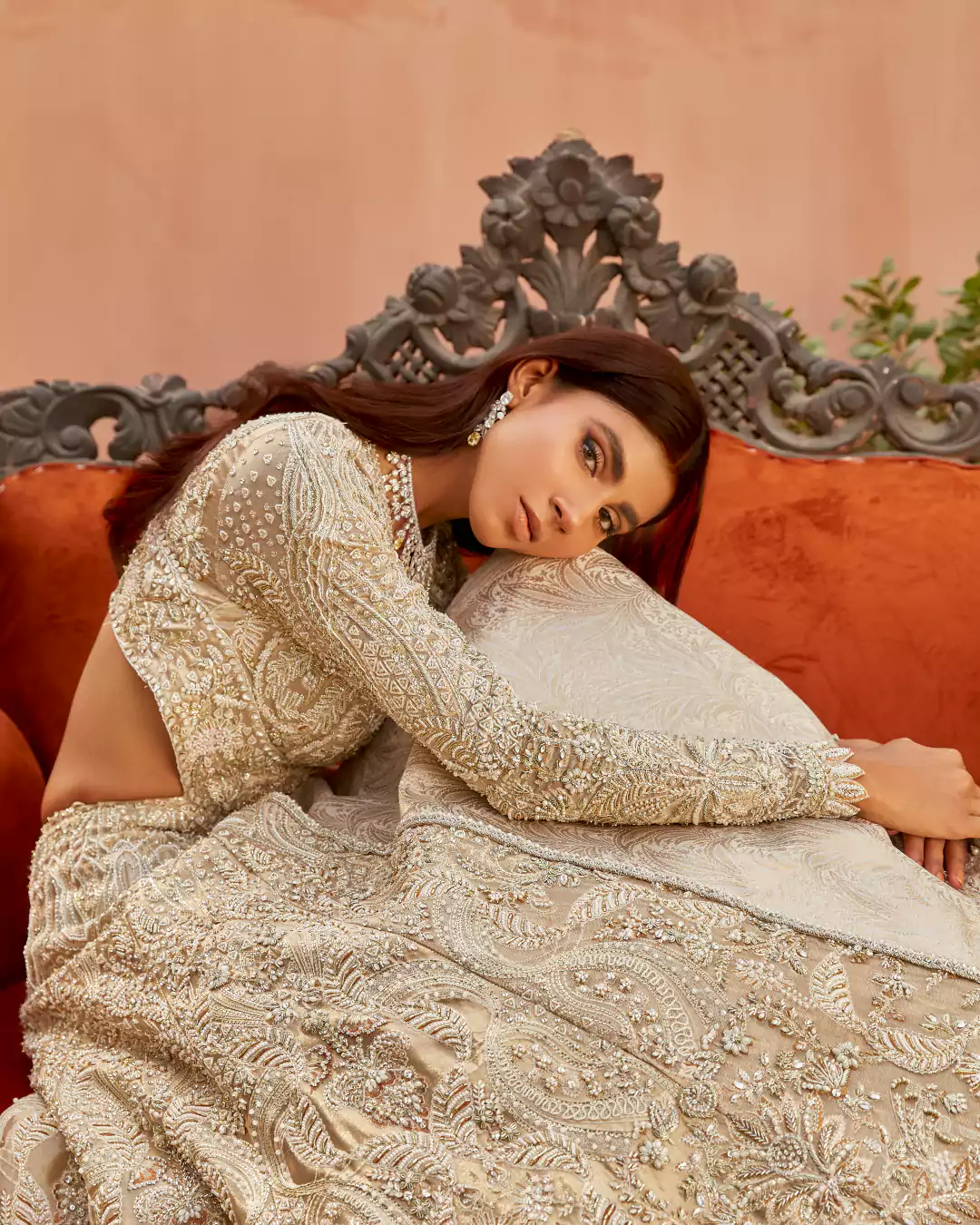 Model posing for Aabezar bridal campaign for Suffuse in Bahawalpur