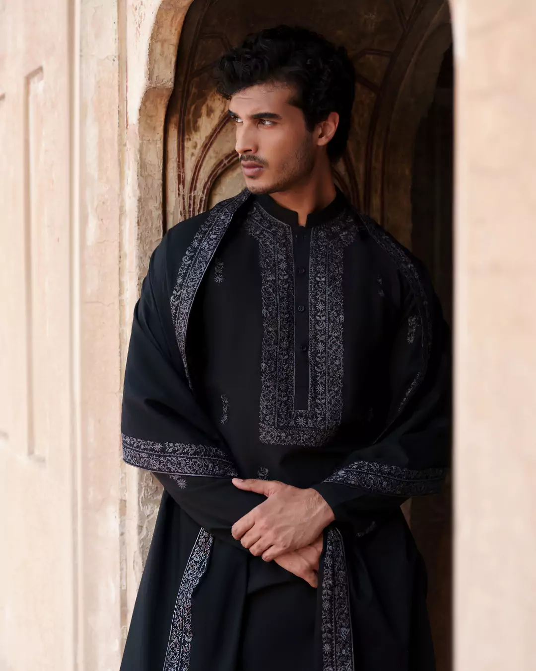 Final look from Hazure festive menswear campaign showcasing complete outfit and styling