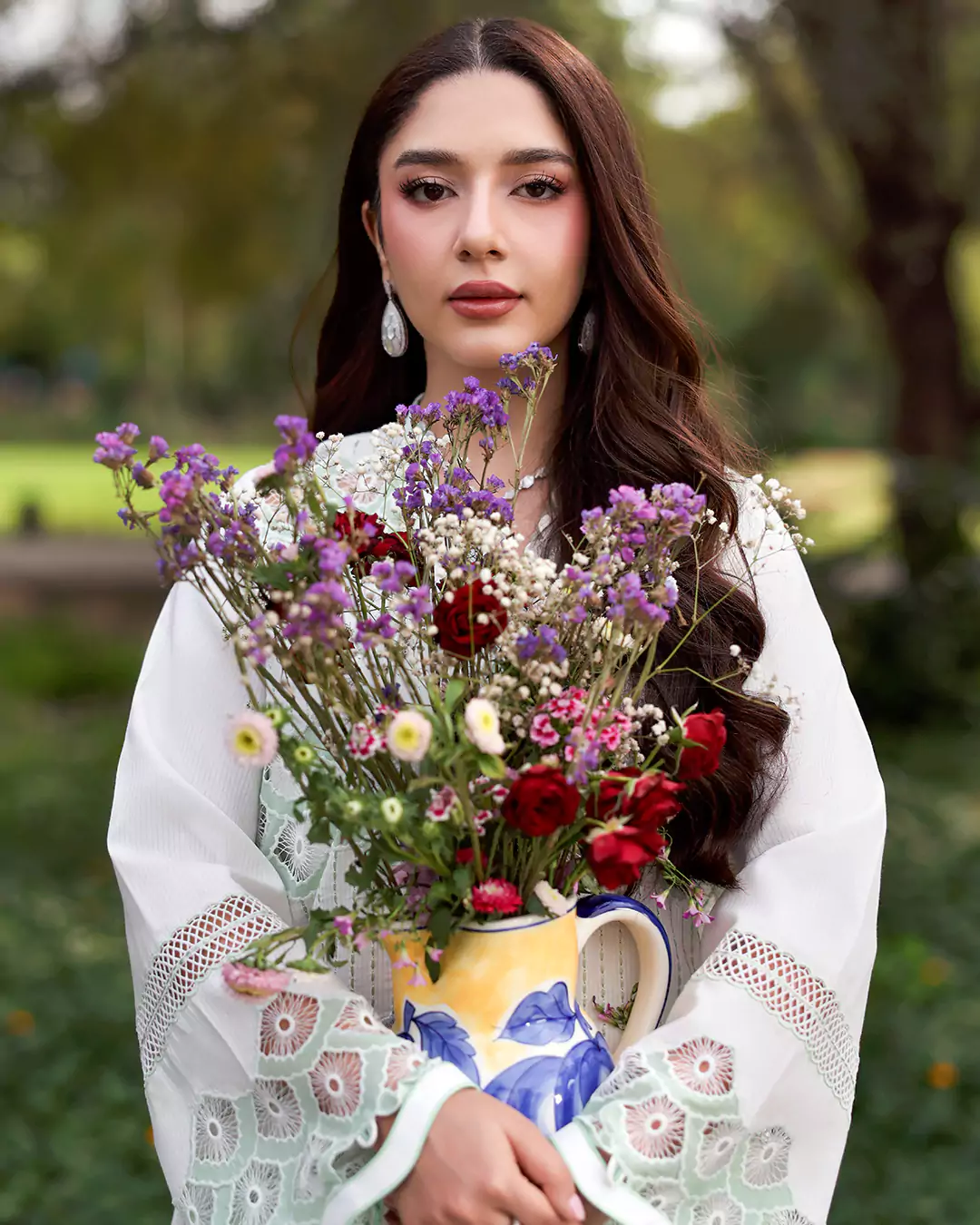 Outdoor fashion shoot of KOIÄ by Sable V co-ords collection in Lahore