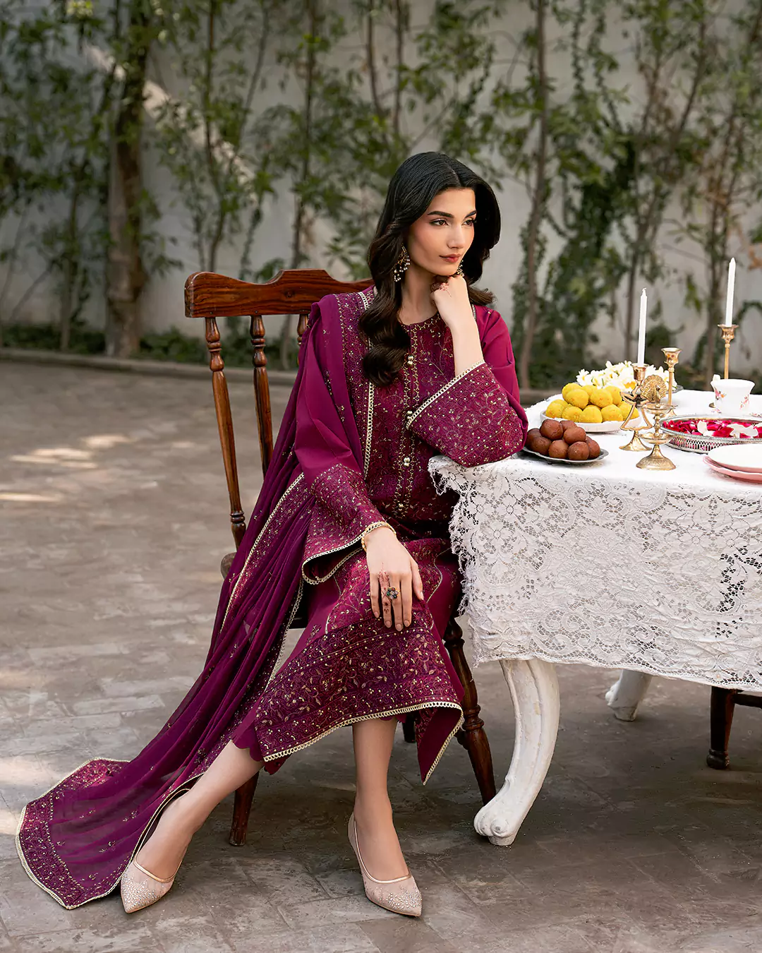 Celebrity fashion look featuring Iqra Kainat Khan for Farah Stores Aaraish Eid Edit 2026