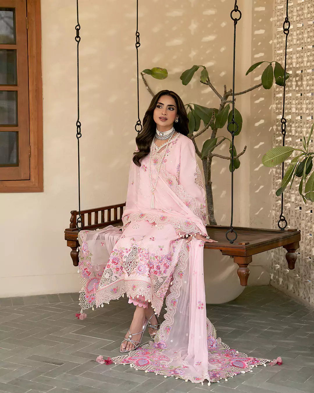 Saboor Aly featured in Farah Stores Eid fashion campaign captured in Lahore