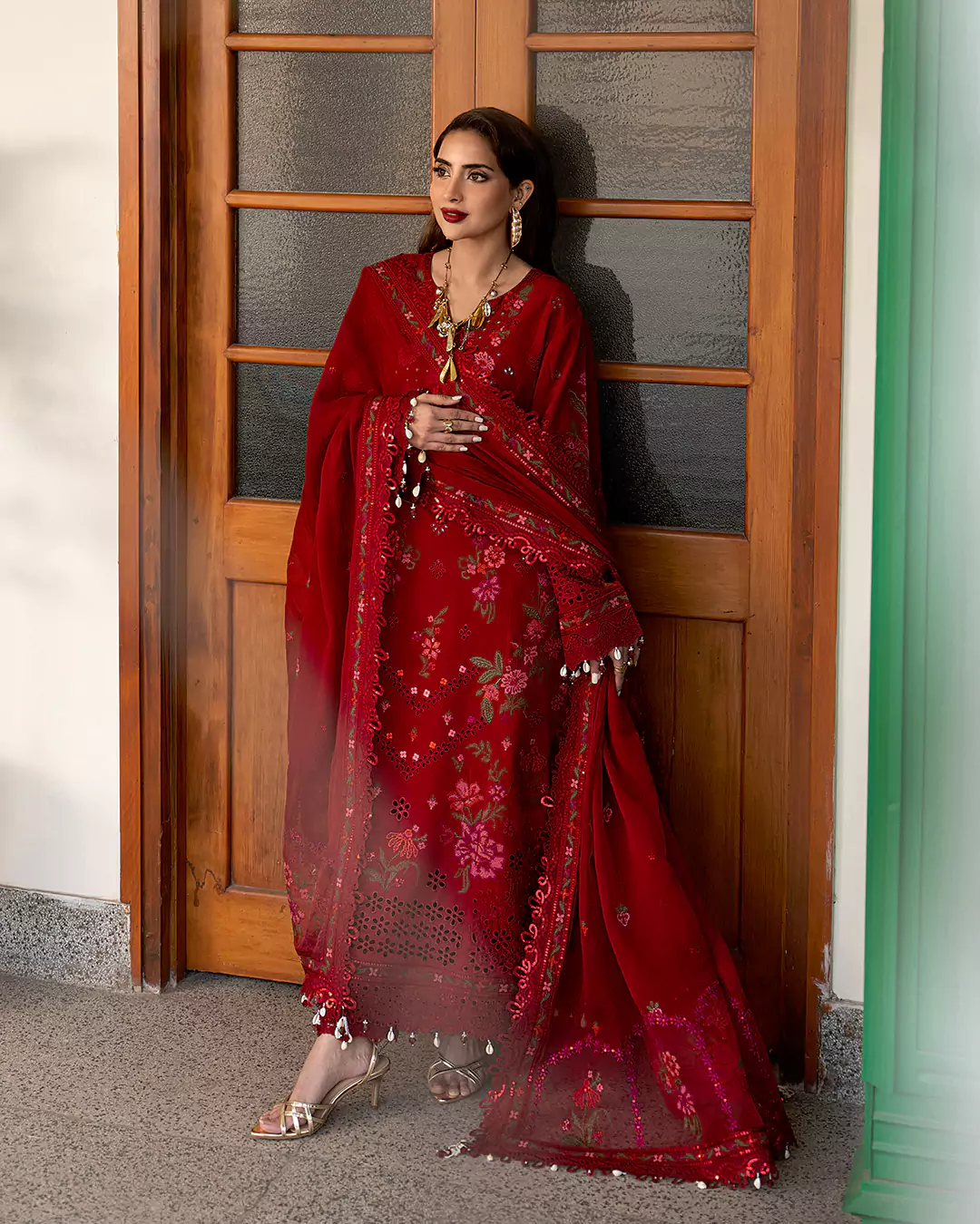 Saboor Aly in a Farah Stores Aaraish Eid Edit fashion campaign look