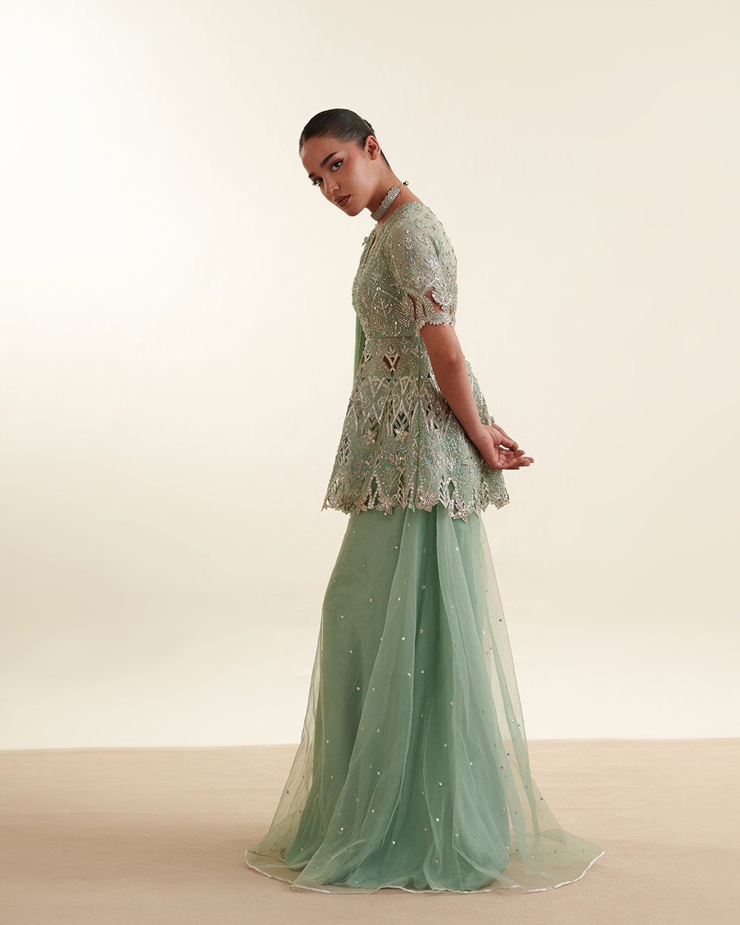 Formal wear campaign look from Zubia Zainab 2026 collection
