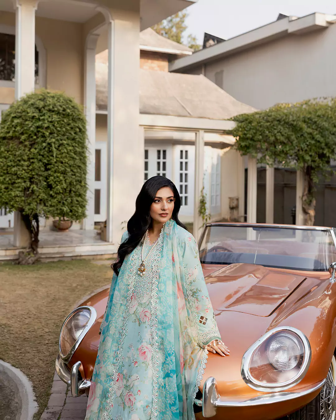 Sarah Falak featured in Farah Stores 2026 Lawn Pret fashion campaign